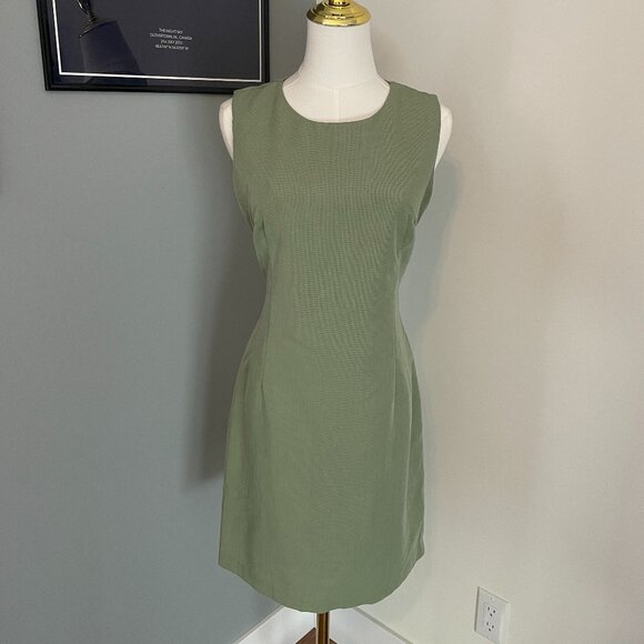 Vintage Sage Green Sleeveless Sheath Dress - Picture 2 of 5